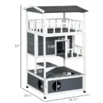Solid Wood 4-Floor Cat Condo with Litter Box Space Multi-Level Cat Villa - Image 3