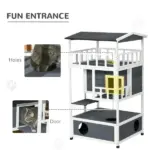 Solid Wood 4-Floor Cat Condo with Litter Box Space Multi-Level Cat Villa - Image 5