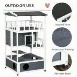 Solid Wood 4-Floor Cat Condo with Litter Box Space Multi-Level Cat Villa - Image 6