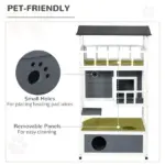 Solid Wood 4-Floor Cat Condo with Litter Box Space Multi-Level Cat Villa - Image 7