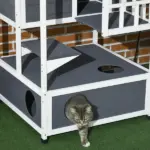 Solid Wood 4-Floor Cat Condo with Litter Box Space Multi-Level Cat Villa - Image 9