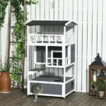 Solid Wood 4-Floor Cat Condo with Litter Box Space Multi-Level Cat Villa - Image 10