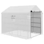 Outsunny Spacious Portable Greenhouse with Mesh Door, Shelves, and Plant Labels - 8x6 Ft, White - Image 11
