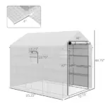 Outsunny Spacious Portable Greenhouse with Mesh Door, Shelves, and Plant Labels - 8x6 Ft, White - Image 3