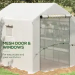 Outsunny Spacious Portable Greenhouse with Mesh Door, Shelves, and Plant Labels - 8x6 Ft, White - Image 5