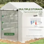 Outsunny Spacious Portable Greenhouse with Mesh Door, Shelves, and Plant Labels - 8x6 Ft, White - Image 8