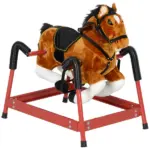 Spring Rocking Horse, Kids Ride on Horse, Plush Horse Ride-on w/ Sounds and Foot Stirrups for Kids 3-8 Years, Brown - Image 11