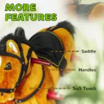 Spring Rocking Horse, Kids Ride on Horse, Plush Horse Ride-on w/ Sounds and Foot Stirrups for Kids 3-8 Years, Brown - Image 6
