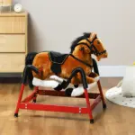 Spring Rocking Horse, Kids Ride on Horse, Plush Horse Ride-on w/ Sounds and Foot Stirrups for Kids 3-8 Years, Brown - Image 10