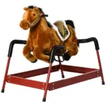 Qaba Spring Rocking Horse with Sound for Kids Ages 3 Plus Almond - Image 11