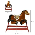 Qaba Spring Rocking Horse with Sound for Kids Ages 3 Plus Almond - Image 3