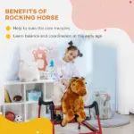 Qaba Spring Rocking Horse with Sound for Kids Ages 3 Plus Almond - Image 4