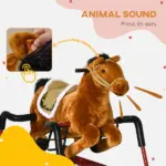 Qaba Spring Rocking Horse with Sound for Kids Ages 3 Plus Almond - Image 5
