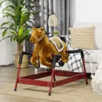 Qaba Spring Rocking Horse with Sound for Kids Ages 3 Plus Almond - Image 10