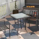 Outsunny Square Bistro Table 33 Tempered Glass Top Outdoor Garden Dining Table - Image 2
