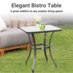 Outsunny Square Bistro Table 33 Tempered Glass Top Outdoor Garden Dining Table - Image 4
