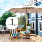 Square Patio Umbrella Base, 29 lbs Metal Umbrella Stand Base with Adjustable Foot Pads, Heavy Duty Patio Umbrella Holder for 1.5"/1.9" Umbrella Poles for Outdoor, Lawn, Poolside, Brown - Image 2