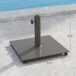 Square Patio Umbrella Base, 29 lbs Metal Umbrella Stand Base with Adjustable Foot Pads, Heavy Duty Patio Umbrella Holder for 1.5"/1.9" Umbrella Poles for Outdoor, Lawn, Poolside, Brown - Image 3