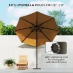 Square Patio Umbrella Base, 29 lbs Metal Umbrella Stand Base with Adjustable Foot Pads, Heavy Duty Patio Umbrella Holder for 1.5"/1.9" Umbrella Poles for Outdoor, Lawn, Poolside, Brown - Image 4