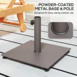 Square Patio Umbrella Base, 29 lbs Metal Umbrella Stand Base with Adjustable Foot Pads, Heavy Duty Patio Umbrella Holder for 1.5"/1.9" Umbrella Poles for Outdoor, Lawn, Poolside, Brown - Image 5