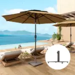 Square Patio Umbrella Base, 29 lbs Metal Umbrella Stand Base with Adjustable Foot Pads, Heavy Duty Patio Umbrella Holder for 1.5"/1.9" Umbrella Poles for Outdoor, Lawn, Poolside, Brown - Image 10