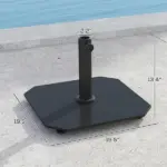 Square Patio Umbrella Base, 41 lbs Metal Umbrella Stand Base with Adjustable Foot Pads, Heavy Duty Patio Umbrella Holder for 1.3"/1.5"/1.9" Umbrella Poles for Outdoor, Lawn, Poolside, Black - Image 3