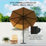 Square Patio Umbrella Base, 41 lbs Metal Umbrella Stand Base with Adjustable Foot Pads, Heavy Duty Patio Umbrella Holder for 1.3"/1.5"/1.9" Umbrella Poles for Outdoor, Lawn, Poolside, Black - Image 4