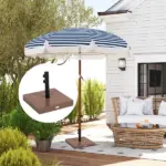 Outsunny Square Patio Umbrella Base, 42 lbs Concrete Heavy Duty Umbrella Base with Holder for 1.25"/1.5" Poles for Outdoor, Lawn, Poolside, Coffee - Image 2