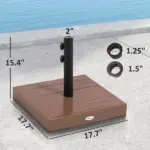 Outsunny Square Patio Umbrella Base, 42 lbs Concrete Heavy Duty Umbrella Base with Holder for 1.25"/1.5" Poles for Outdoor, Lawn, Poolside, Coffee - Image 3