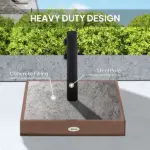 Outsunny Square Patio Umbrella Base, 42 lbs Concrete Heavy Duty Umbrella Base with Holder for 1.25"/1.5" Poles for Outdoor, Lawn, Poolside, Coffee - Image 5