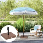 Outsunny Square Patio Umbrella Base, 42 lbs Concrete Heavy Duty Umbrella Base with Holder for 1.25"/1.5" Poles for Outdoor, Lawn, Poolside, Coffee - Image 7