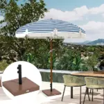 Outsunny Square Patio Umbrella Base, 42 lbs Concrete Heavy Duty Umbrella Base with Holder for 1.25"/1.5" Poles for Outdoor, Lawn, Poolside, Coffee - Image 8