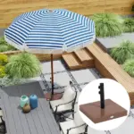 Outsunny Square Patio Umbrella Base, 42 lbs Concrete Heavy Duty Umbrella Base with Holder for 1.25"/1.5" Poles for Outdoor, Lawn, Poolside, Coffee - Image 9