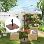 Outsunny Square Patio Umbrella Base, 42 lbs Concrete Heavy Duty Umbrella Base with Holder for 1.25"/1.5" Poles for Outdoor, Lawn, Poolside, Coffee - Image 10