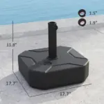 Outsunny Square Patio Umbrella Base Holder, Heavy-Duty Outdoor Umbrella Stand Base, Filled Up to 55lbs with Stand or 44lbs with Water for Garden - Image 3