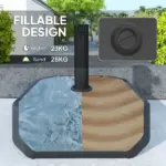 Outsunny Square Patio Umbrella Base Holder, Heavy-Duty Outdoor Umbrella Stand Base, Filled Up to 55lbs with Stand or 44lbs with Water for Garden - Image 4