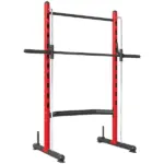 Squat Rack with Pull Up Bar and Barbell Bar Adjustable Bench Press Multi-Function Weight Lifting Half Rack, Red - Image 11