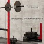 Squat Rack with Pull Up Bar and Barbell Bar Adjustable Bench Press Multi-Function Weight Lifting Half Rack, Red - Image 6