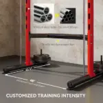 Squat Rack with Pull Up Bar and Barbell Bar Adjustable Bench Press Multi-Function Weight Lifting Half Rack, Red - Image 7