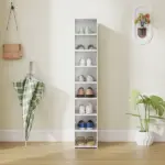 Stackable Plastic Shoe Boxes, 8 Pack Foldable Shoe Storage Boxes with Clear Door, No Assembly, Fit Size 10, White - Image 9