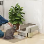 PawHut Stainless Steel Litter Box with Metal Scoop and Scoop Holder, High Sided, Anti-Urine Leakage, Non-Sticky - Image 2