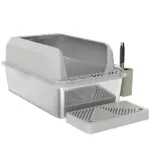 PawHut Stainless Steel Litter Box with Metal Scoop and Scoop Holder, High Sided, Anti-Urine Leakage, Non-Sticky