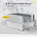 PawHut Stainless Steel Litter Box with Metal Scoop and Scoop Holder, High Sided, Anti-Urine Leakage, Non-Sticky - Image 4