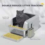 PawHut Stainless Steel Litter Box with Metal Scoop and Scoop Holder, High Sided, Anti-Urine Leakage, Non-Sticky - Image 6