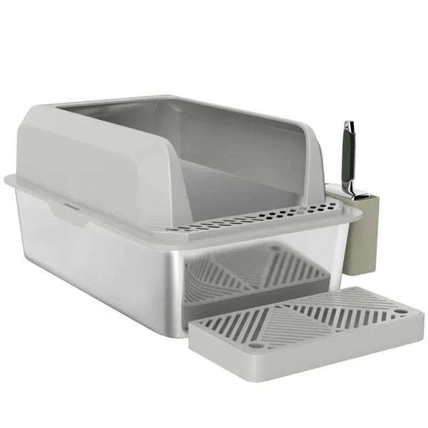 stainless-steel-litter-box-with-metal-scoop-scoop-holder-high-sided-anti-urine-leakage-non-sticky.webp PawHut Stainless Steel Litter Box with Metal Scoop and Scoop Holder, High Sided, Anti-Urine Leakage, Non-Sticky - Image 1