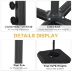 Outsunny Steel Parasol Base: 4 Fillable Weights for Patio Umbrella Stability - Image 5