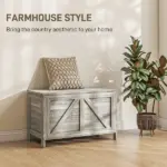 Storage Chest, Farmhouse Lift Top Box Organizer with Safety Hinge, for Bedroom, Entryway, Living Room, Gray Wood Grain - Image 4