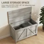 Storage Chest, Farmhouse Lift Top Box Organizer with Safety Hinge, for Bedroom, Entryway, Living Room, Gray Wood Grain - Image 5