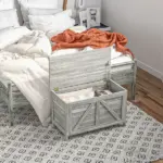 Storage Chest, Farmhouse Lift Top Box Organizer with Safety Hinge, for Bedroom, Entryway, Living Room, Gray Wood Grain - Image 10
