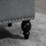 Storage Ottoman 25" with Removable Lid Button-Tufted Fabric Bench Wood Legs Grey Footrest Seat - Image 9